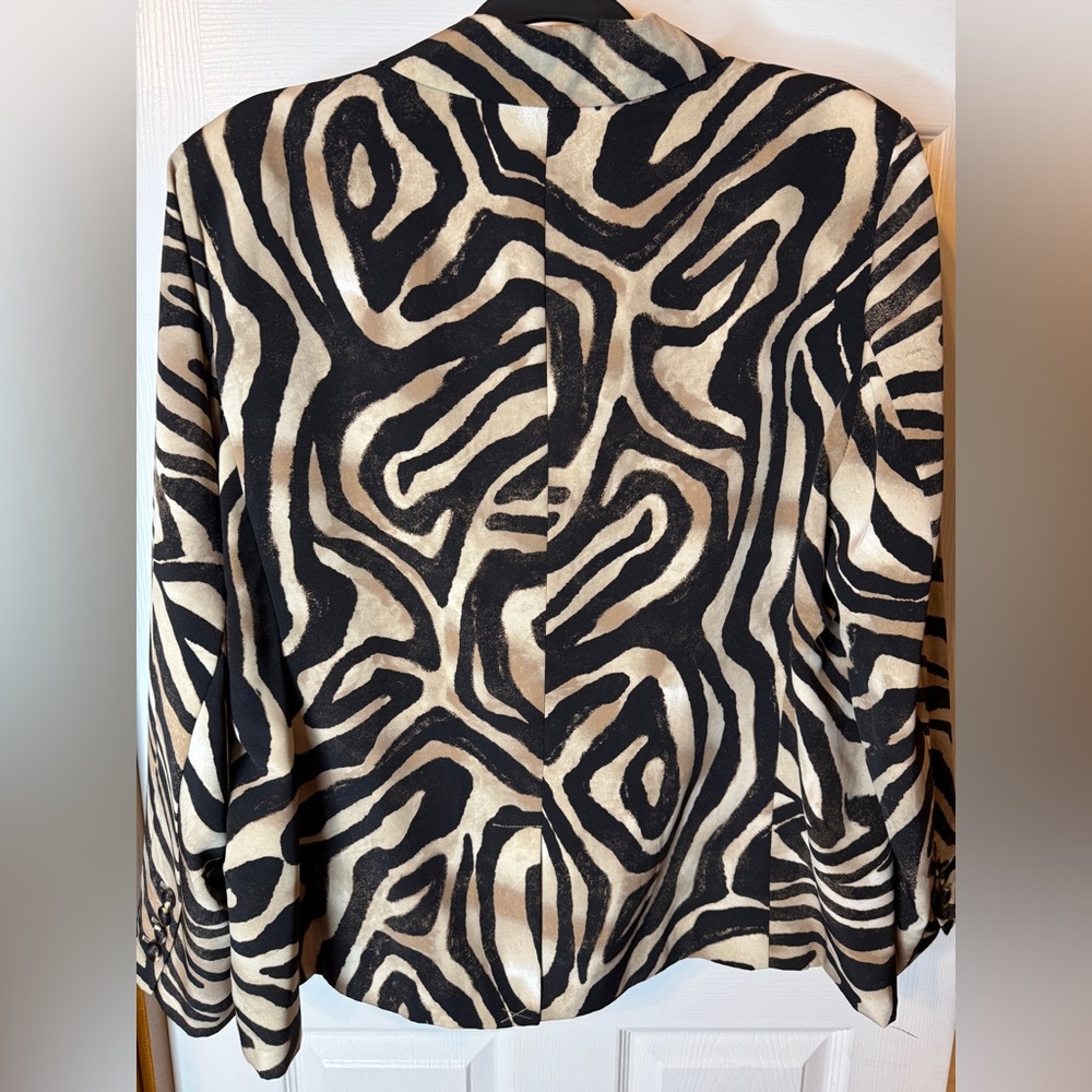 Chico's Brown Black and Tan Zebra Print Jacket/Blazer Size: 3 (XL) - Picture 11 of 15